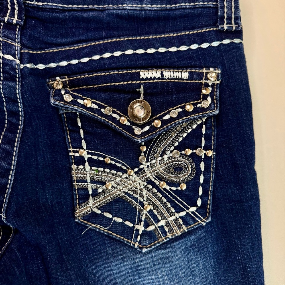 Blue Faith Rhinestone Bedazzled Jeans Size 6 Junior - Picture 14 of 15